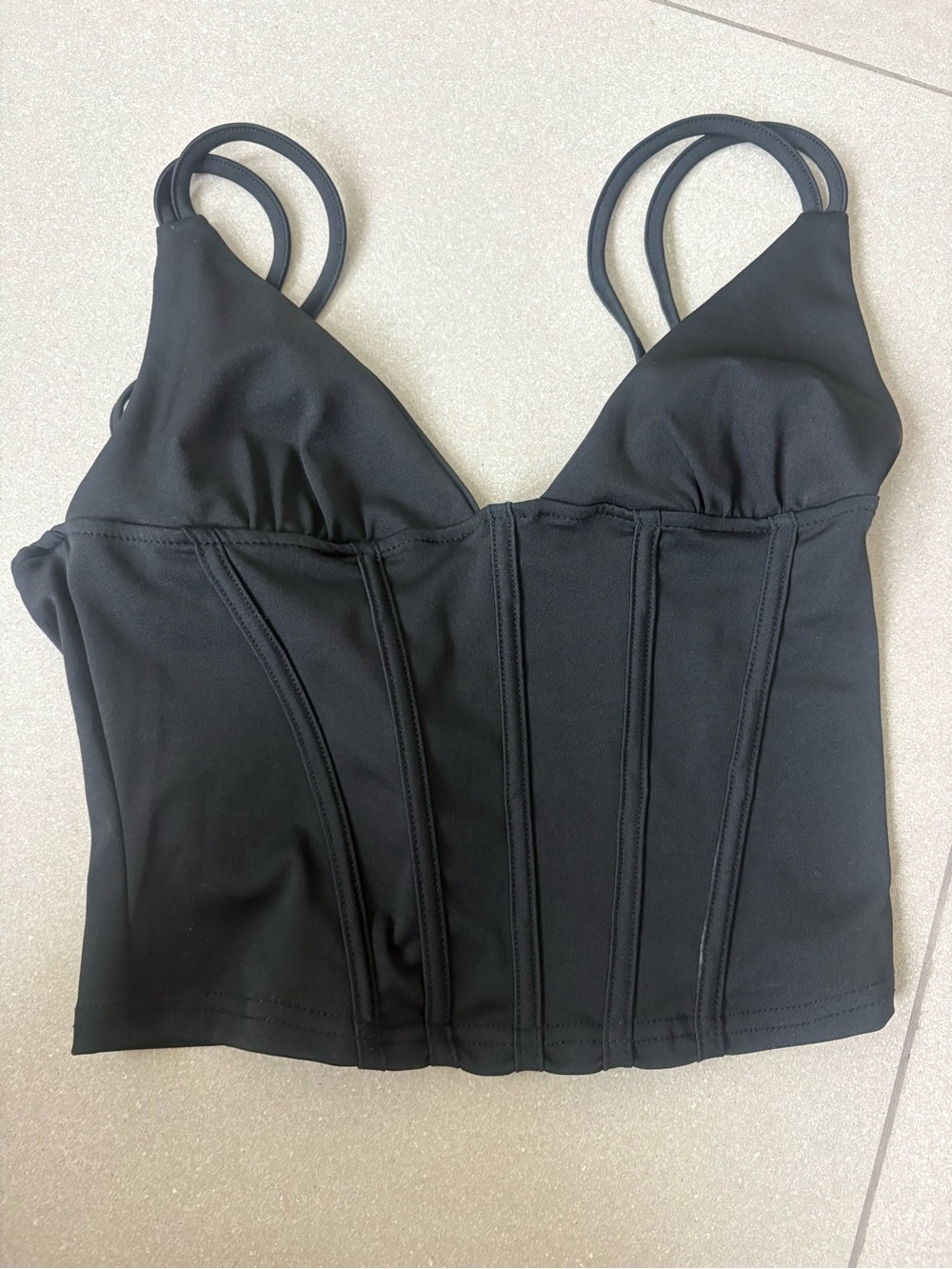 SHEIN Black Strappy Bustier Crop Top